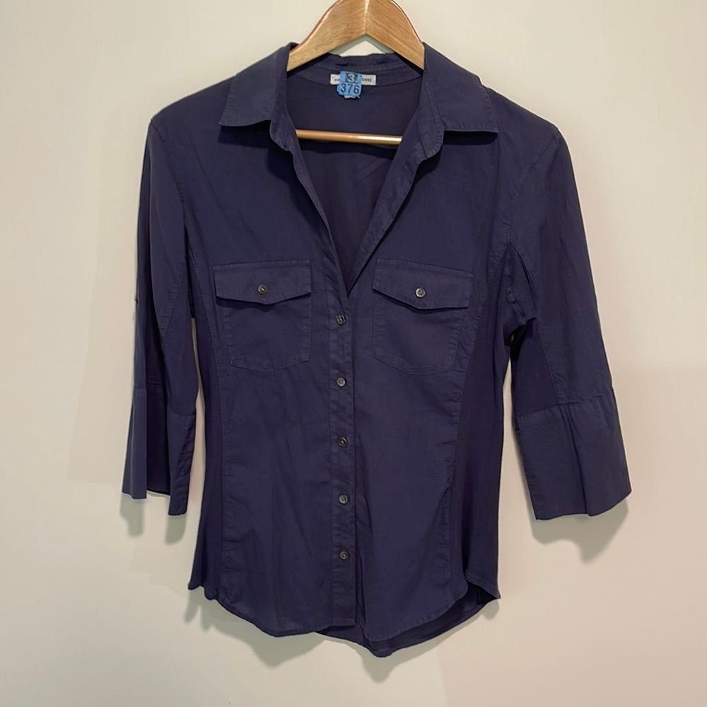 James Perse 3/4 Sleeve Side Slub Panel in Navy-Great Condition.